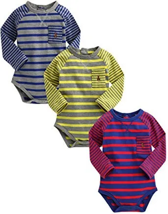 Stripe Bodysuit 3 pack (BlueGrey/YellowGrey/RedBlue)