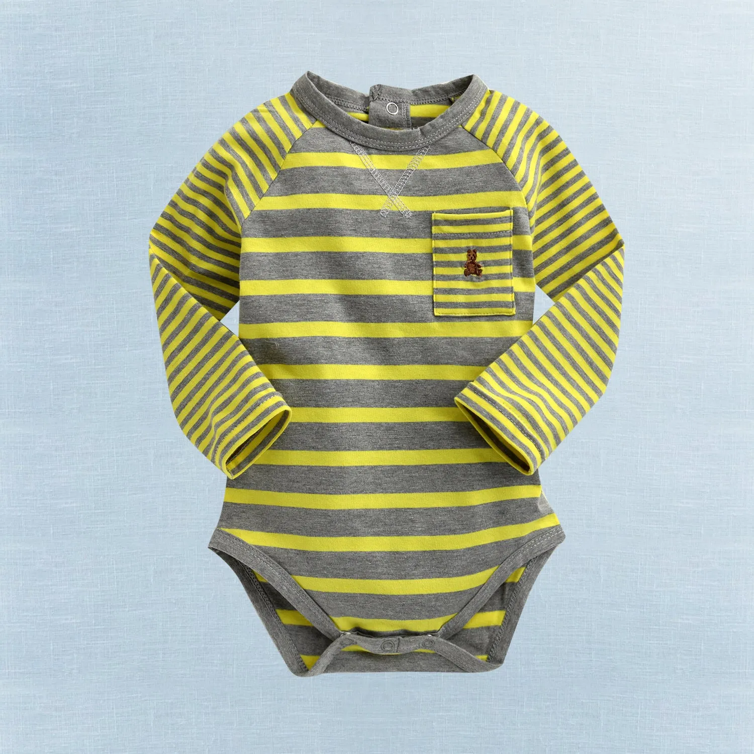 Stripe Bodysuit 3 pack (BlueGrey/YellowGrey/RedBlue)