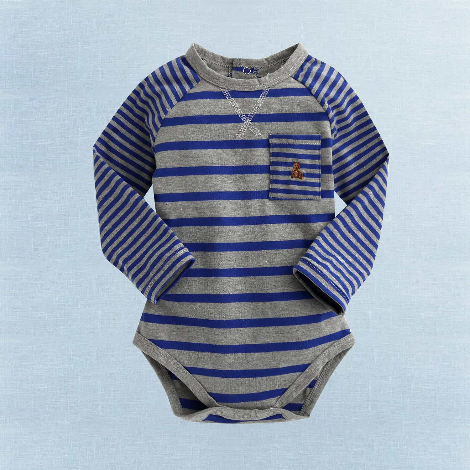 Stripe Bodysuit 3 pack (BlueGrey/YellowGrey/RedBlue)