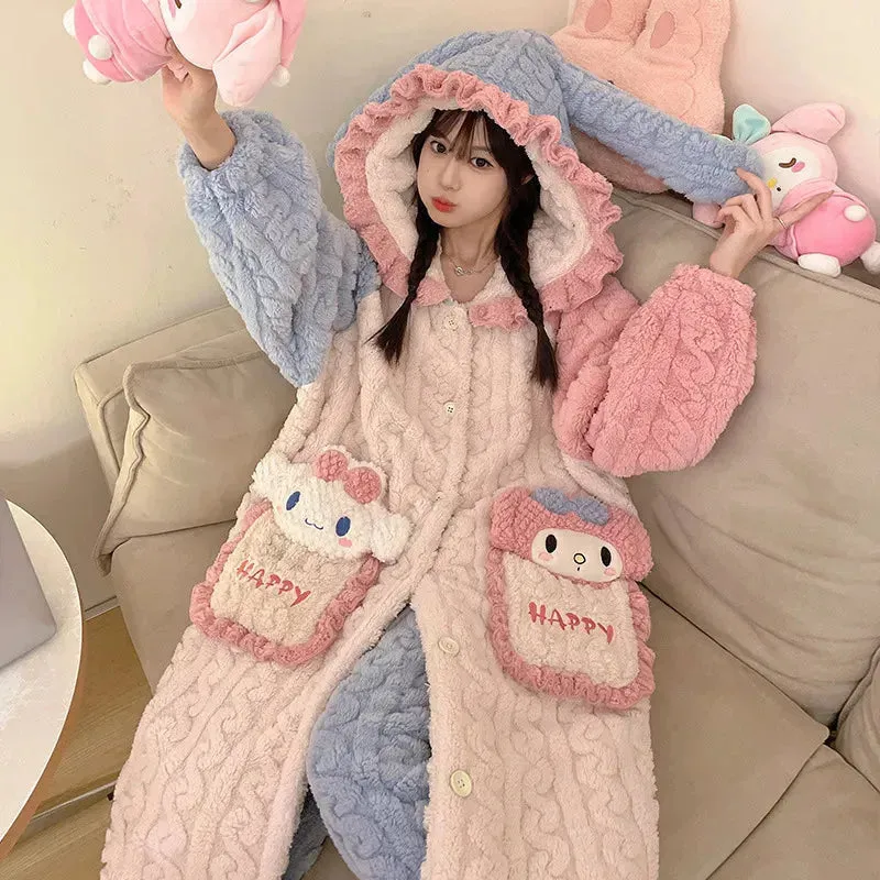 Thick Fleeced Cartoon Sanrio and Disney Pajama Set