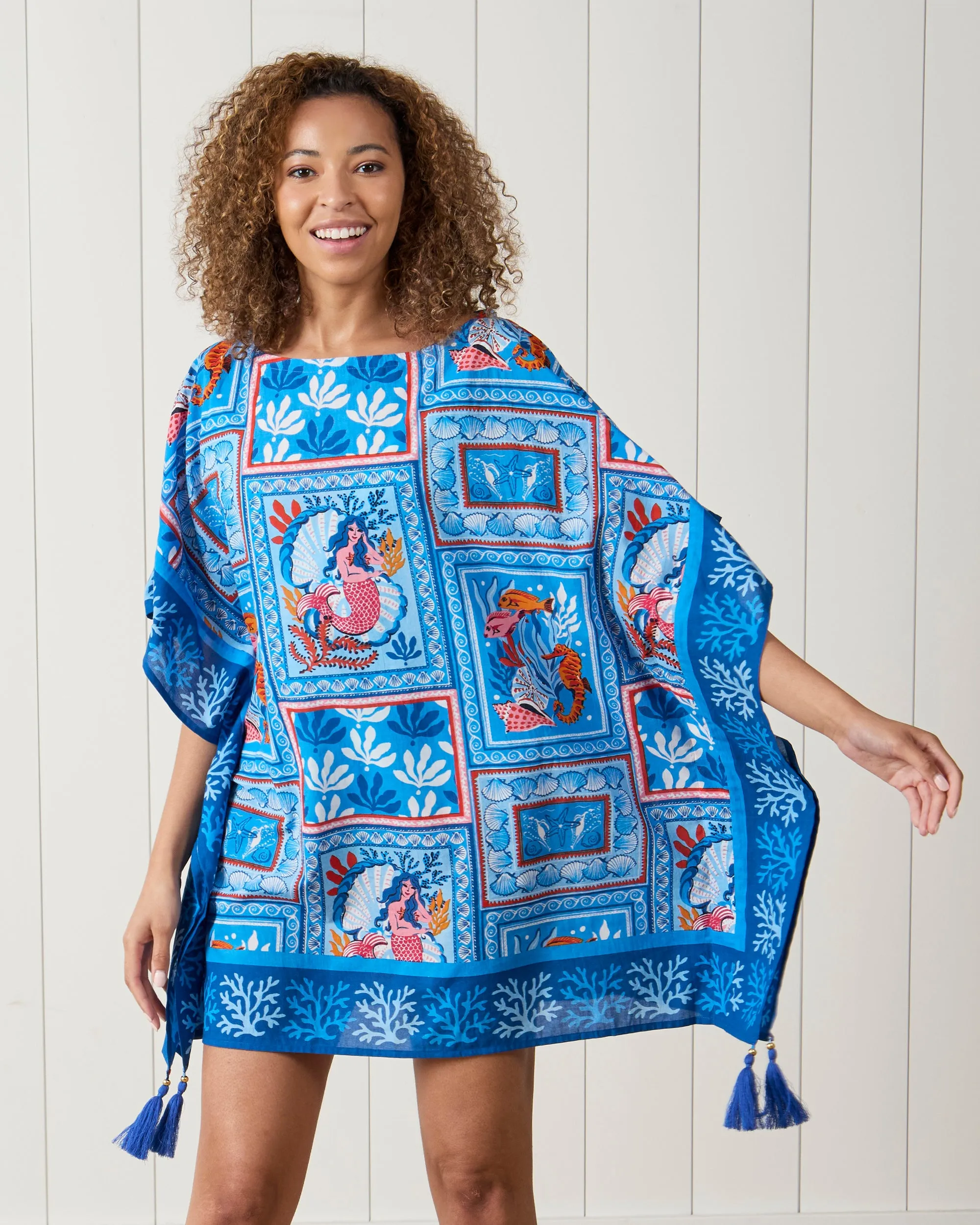 Tidal Tapestry - Cabana Club Cover-Up - Saltwater Blue