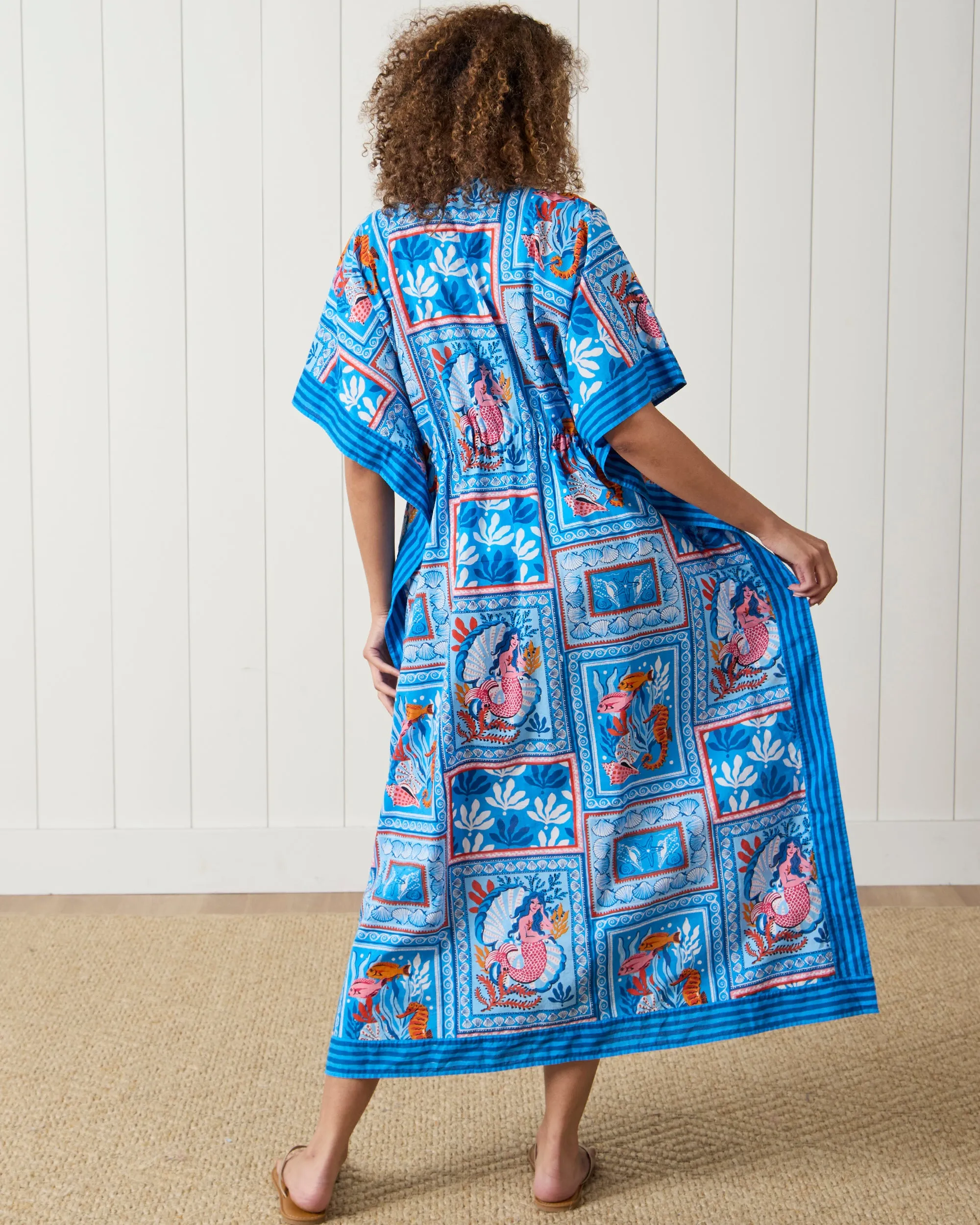 Tidal Tapestry - Let's  Cruise Caftan - Saltwater Blue