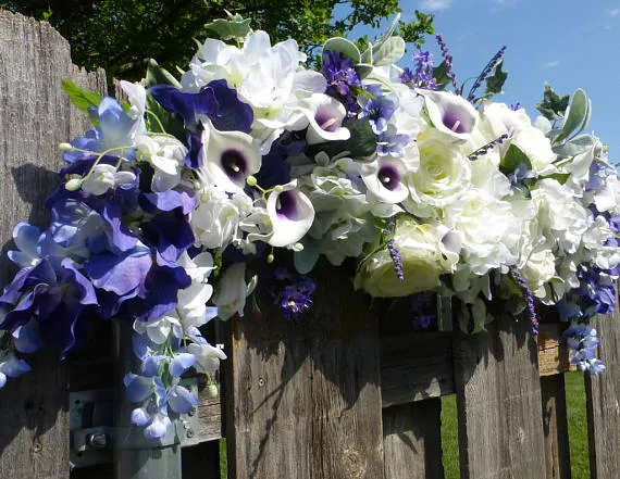 Wedding Arch Flowers in Purple and white, Rose swag, Wedding Decorations .