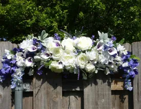 Wedding Arch Flowers in Purple and white, Rose swag, Wedding Decorations .