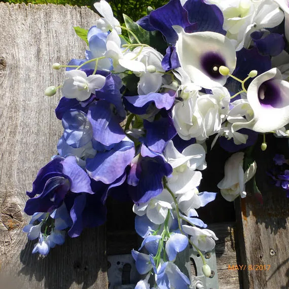 Wedding Arch Flowers in Purple and white, Rose swag, Wedding Decorations .