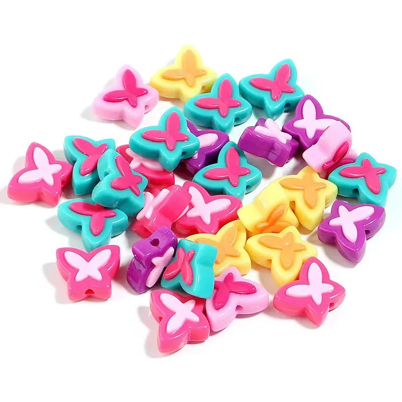 Wholesale 10/30PCS Acrylic Cartoon Butterfly Flower Beads