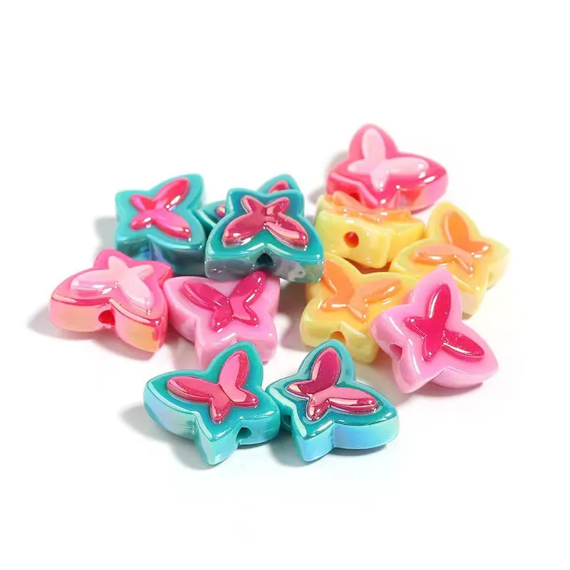 Wholesale 10/30PCS Acrylic Cartoon Butterfly Flower Beads