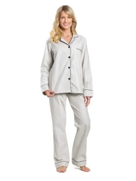 Women's 100% Cotton Flannel Pajama Sleepwear Set - Light Gray