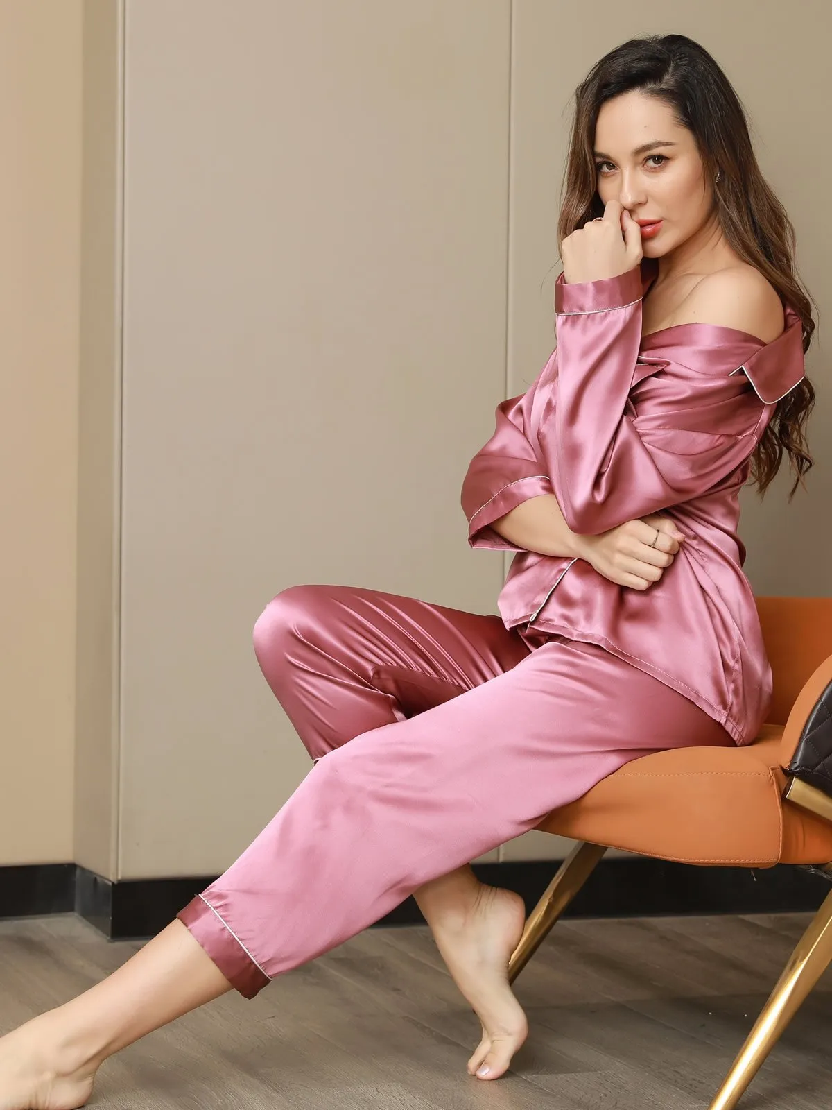 Women's 100% Mulberry Silk Classic Full Length Pyjama Set