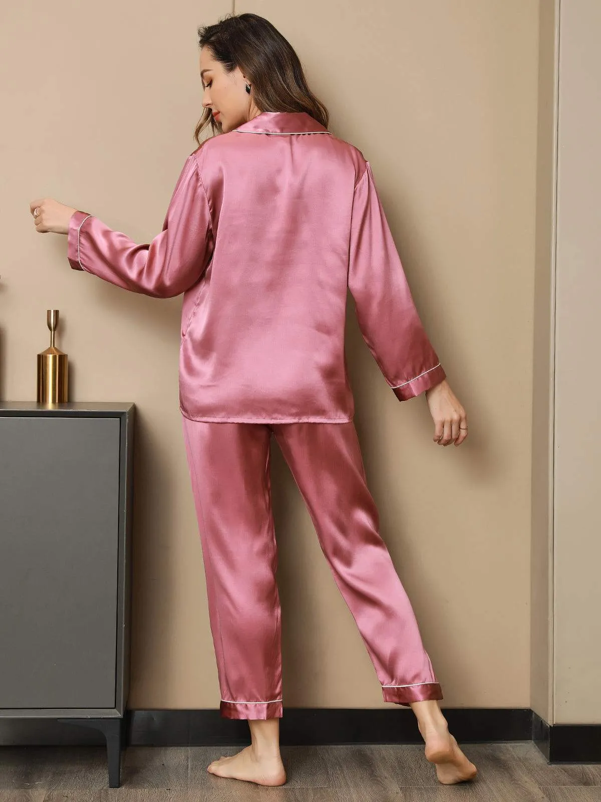 Women's 100% Mulberry Silk Classic Full Length Pyjama Set