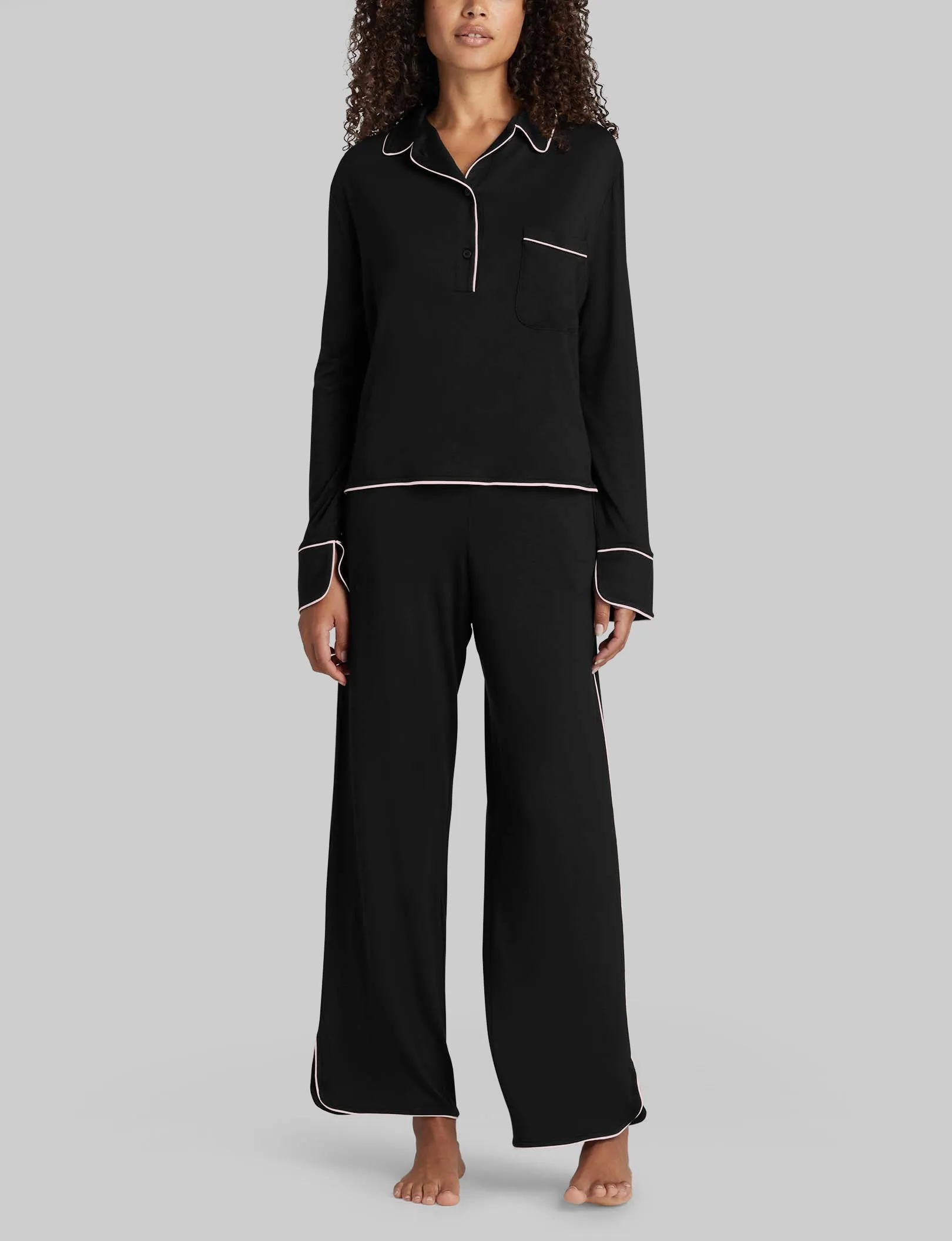 Women's Downtime Pullover Long Sleeve Pajama Top & Pant Set