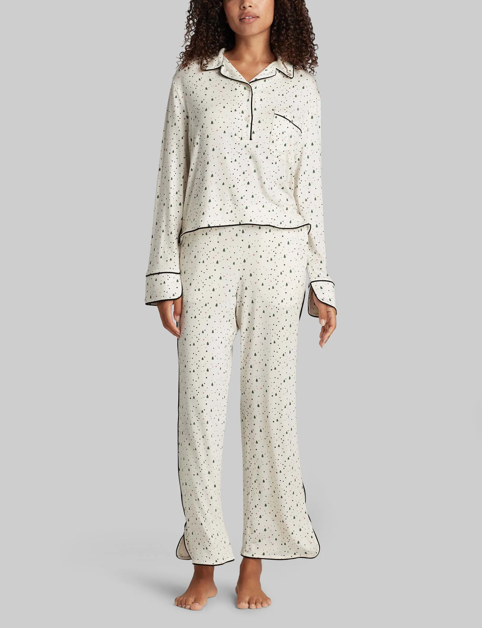 Women's Downtime Pullover Long Sleeve Pajama Top & Pant Set